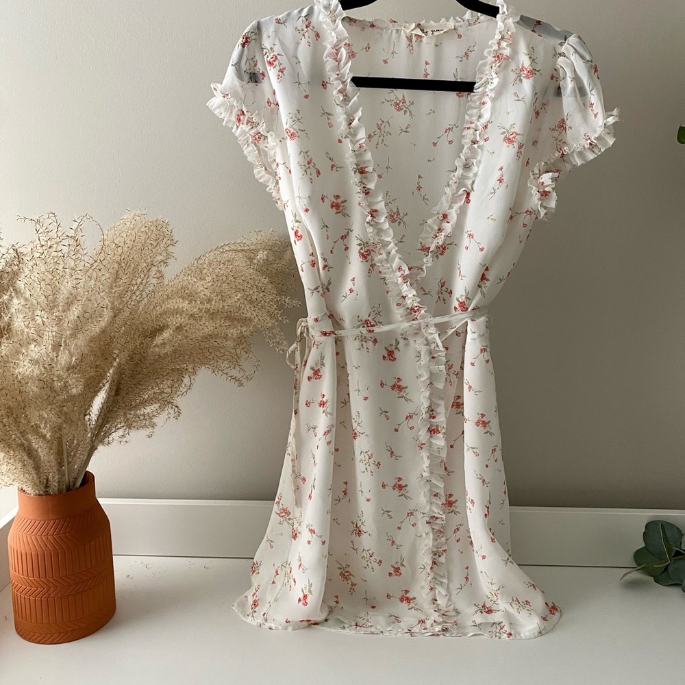 Molly green floral wrap dress